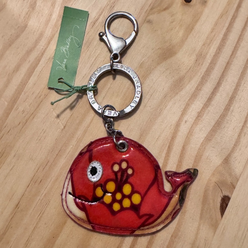 Vera Bradley Lilli Bell Seashore Keychain Whale Purse Charm RARE